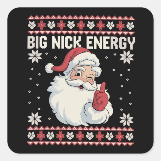 Sticker Carré Big Nick Energy Santa Ugly Christmas Sweater (Devant)