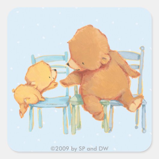 Sticker Carré Big Ours Brown Aide Petit Ours Jaune (Devant)