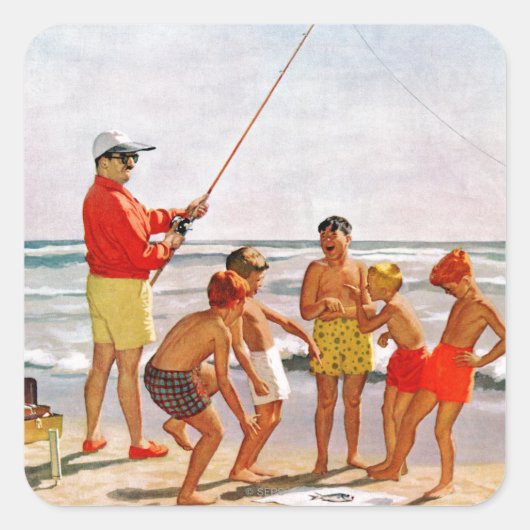 Sticker Carré Big Pole Little Fish par Richard Sargent (Devant)