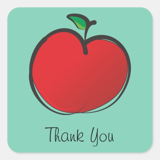 Sticker Carré Big Red Apple Merci (Devant)