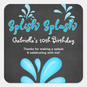 Sticker Carré Big Splash Merci de la fête du pool