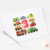 Sticker Carré Big Trucks Boys 3e anniversaire (Enveloppe)