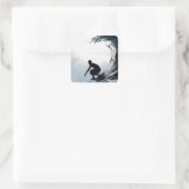 Sticker Carré Big Wave Surfer (Sac)