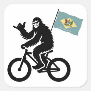 Sticker Carré Bigfoot Cyclisme Drapeau du Delaware