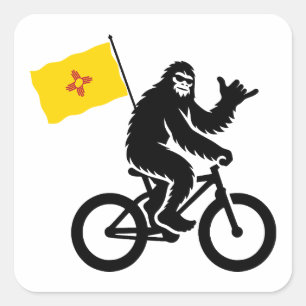 Sticker Carré Bigfoot Cyclisme Drapeau du Nouveau-Mexique