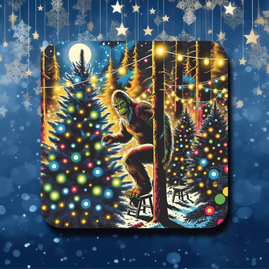 Sticker Carré Bigfoot de Noël drôle