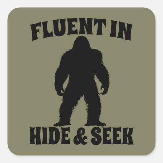 Sticker Carré Bigfoot Drôle - Courant en Cache-Cache (Devant)