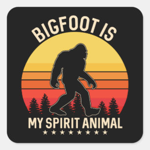 Sticker Carré Bigfoot mon esprit animal Bigfoot Retro