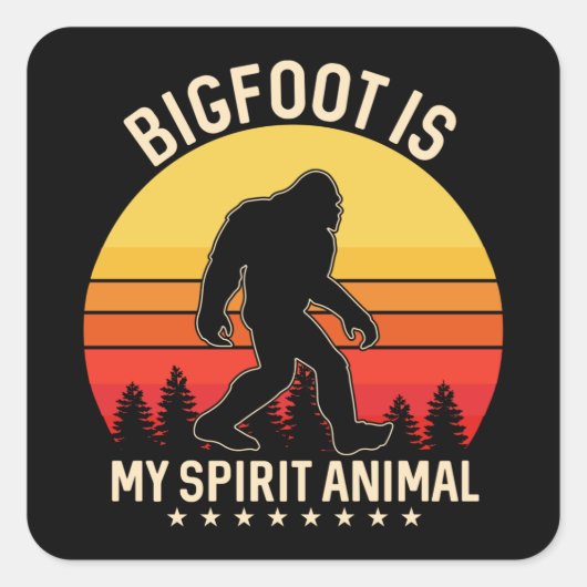 Sticker Carré Bigfoot mon esprit animal | Bigfoot Retro (Devant)