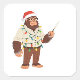 Sticker Carré Bigfoot Sasquatch Infirmière Noël Soins Infirmiers