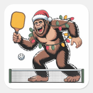 Sticker Carré Bigfoot Sasquatch Pickleball Noël 2026