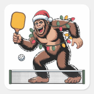 Sticker Carré Bigfoot Sasquatch Pickleball Noël 2026