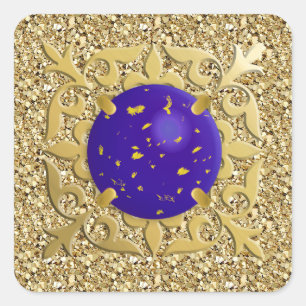 Sticker Carré Bijou Lapis Lazuli avec un arrière - plan drole