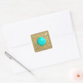Sticker Carré Bijou turquoise avec arrière - plan druzy (Enveloppe)