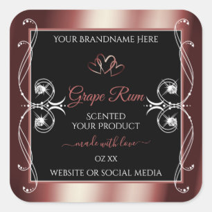 Sticker Carré Bijoux de luxe Vin Rouge Noir Décor Produits Étiqu