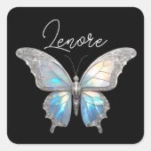 Sticker Carré Bijoux papillon Opale et argent (Devant)