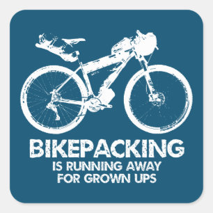 Sticker Carré Bikepacking Est En Cours D'Exécution Pour Les Ups 