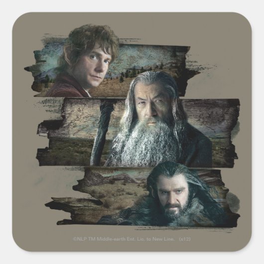 Sticker Carré BILBO BAGGINS™, Gandalf, THORIN OAKENSHIELD™ (Devant)