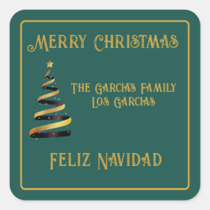 Sticker Carré Bilingue Feliz Navidad