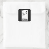 Sticker Carré Billet de plan NYC (Sac)