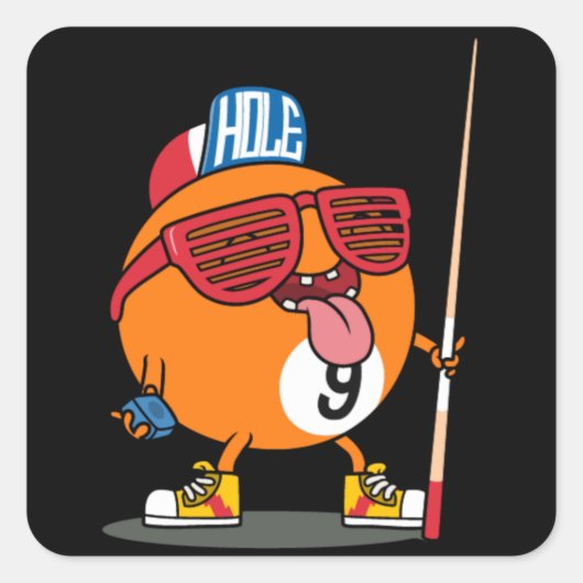 Sticker Carré billiard cool neuf balle (Devant)