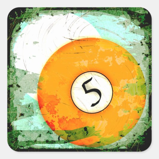 STICKER CARRÉ BILLIARDS BALL NUMÉRO 5 (Devant)