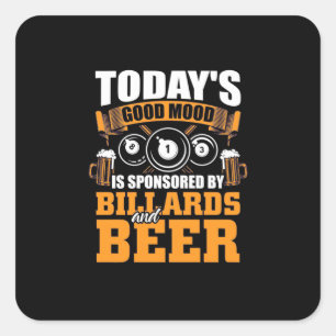 Sticker Carré Billiards Player   Today Billiards And Beer