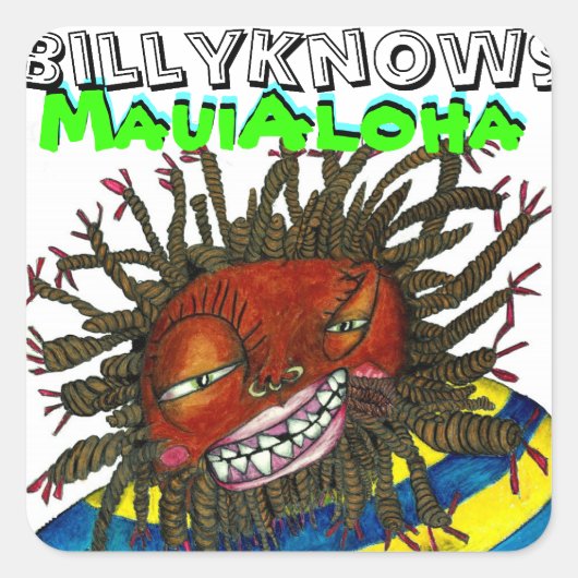 Sticker Carré BillyKnows Maui Aloha (Devant)