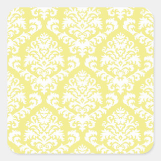 Sticker Carré BILTMORE DAMASK en BLANC sur JAUNE