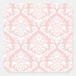 Sticker Carré BILTMORE DAMASK en ROSE BLANCHE ET BLANCHE
