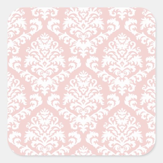 Sticker Carré BILTMORE DAMASK en ROSE BLANCHE ET BLANCHE (Devant)