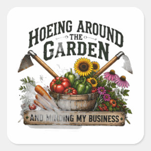 Sticker Carré Biner autour du jardin et vaquer à mes occupations