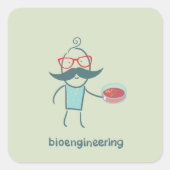 Sticker Carré Bioingénieur scientifique avec Petri Dish (Devant)
