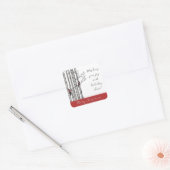 Sticker Carré Birch Trees modernes et Red Cardinal Birds (Enveloppe)