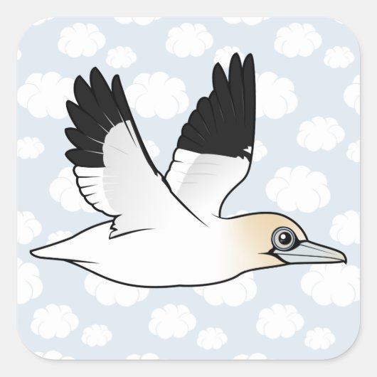 Sticker Carré Birdorable Flying Northern Gannet (Devant)