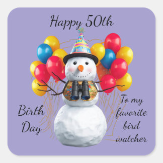 Sticker Carré Birdwatcher Birthday Party Design - customizablle 