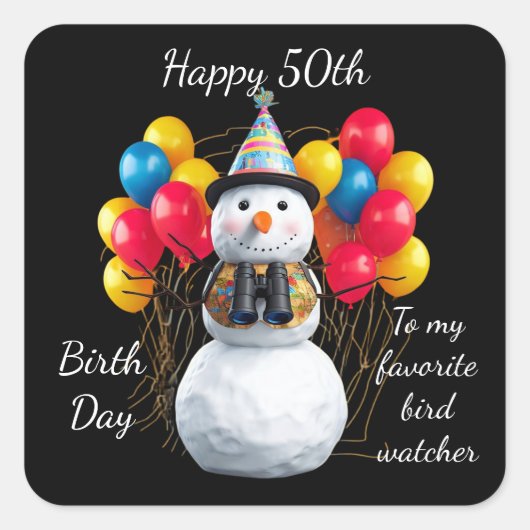 Sticker Carré Birdwatcher Birthday Party Design - customizablle  (Devant)