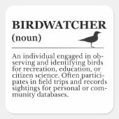 Sticker Carré Birdwatcher Definition Observation Identification (Devant)