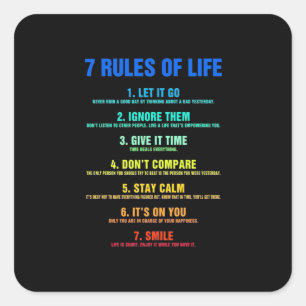 Sticker Carré Birthday Gift 7 Rules Of Life