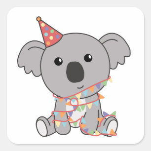 Sticker Carré Birthday Koala