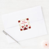 Sticker Carré Birthday Party Blonde Princess in Red (Enveloppe)