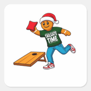 Sticker Carré Biscuit de Noël Cornhole Sport de Noël Vacances