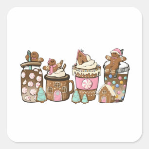 Sticker Carré Biscuit en pain d'épices dans le cacao chaud Amour