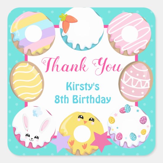 Sticker Carré Biscuits de Pâques Fête des beignes et des sucreri (Devant)