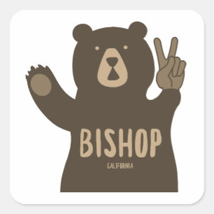 Sticker Carré Bishop California Ours de la paix