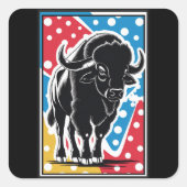 Sticker Carré Bison - Buffalo Pop Art (Devant)