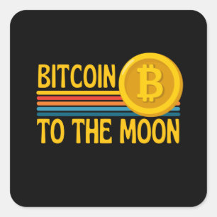 Sticker Carré Bitcoin À La Lune BTC Cryptomonnaie