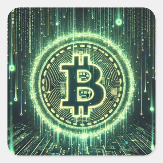 Sticker Carré Bitcoin becoming the real matrix? (Devant)