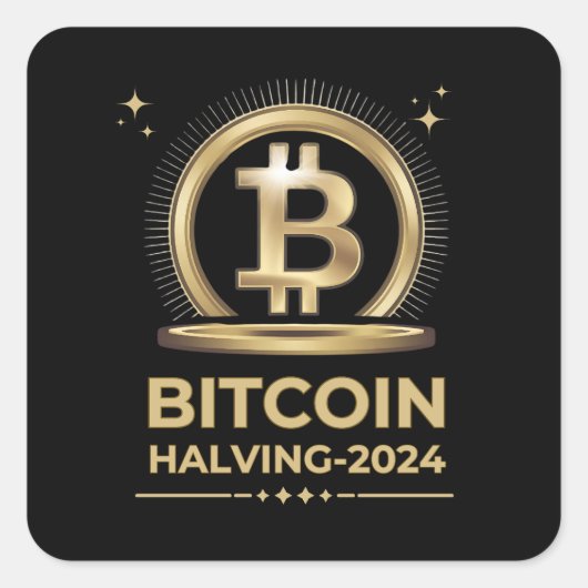 Sticker Carré BITCOIN HALVING 2024 Crypto Devise numérique (Devant)