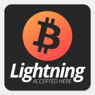 Sticker Carré Bitcoin Lightning Accepté ici